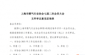 上海市燃气行业协会七届二次会员大会 文件审议意见征询表